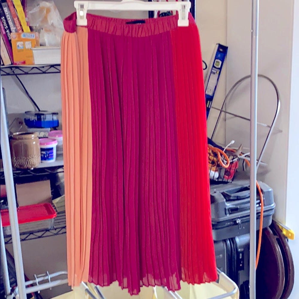 Who What Wear Tri Color Pleated Midi Skirt